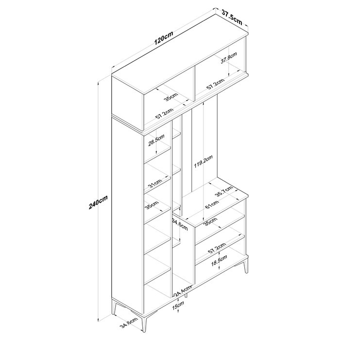 Hanah Home Soporte de Entrada EA120 - 2763 Nogal y Blanco